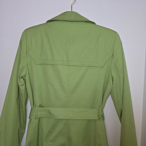 Jones New York Green Trench Rain Coat Double Breasted Belt Tie Size S Lined - Picture 5 of 8